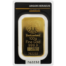100g Argor Heraeus SA Švýcarsko Investiční zlatý slitek